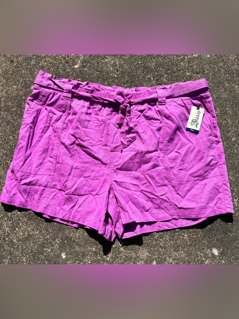 Terra & Sky Tie-Waist High-Rise Purple Shorts